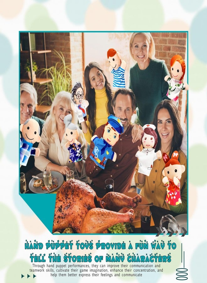 Flahard 9 Pcs Family Puppets Profession People Hand Puppet Plush Grandparents Mom Dad Brother Sister Police Scientist Nurse Puppets for Kids Adults Storytelling Teaching Role Play - Image 5
